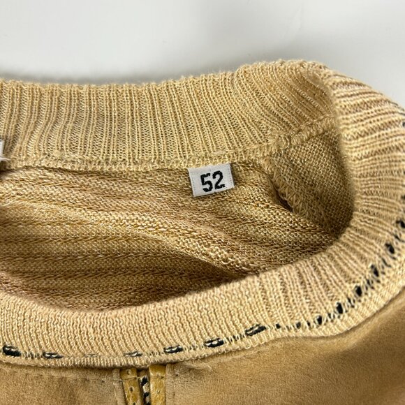 Umberto Bilancioni Sweater Men 52 Linen Blend Leather Pullover Italy Vintage Top - Picture 14 of 16